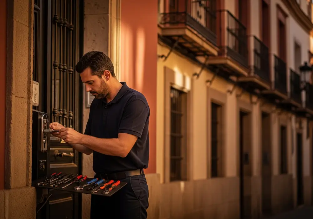 Cambio de cerradura completa en un portal de Bami, Sevilla, realizado por Cerrajero KeySevilla
