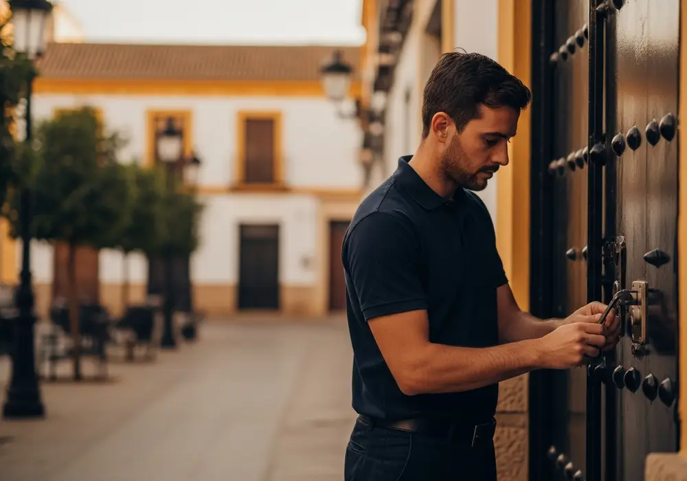 Cambio de cerradura completa en un portal de la zona de Felipe II, Sevilla, realizado por Cerrajero KeySevilla