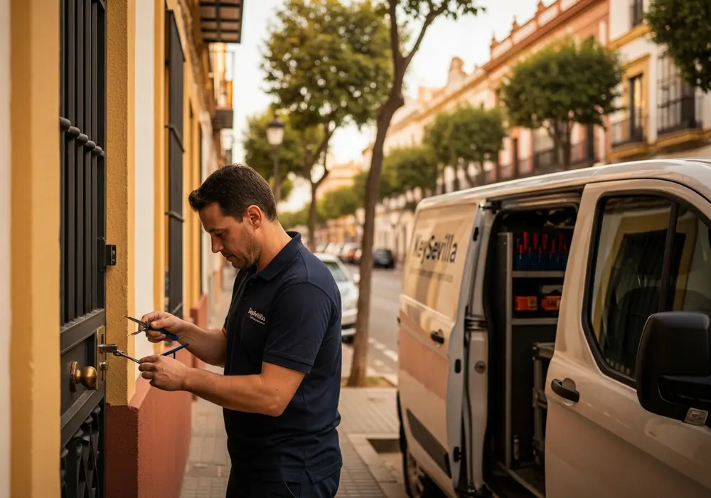 Furgoneta de Cerrajero KeySevilla en la avenida de Felipe II, Sevilla