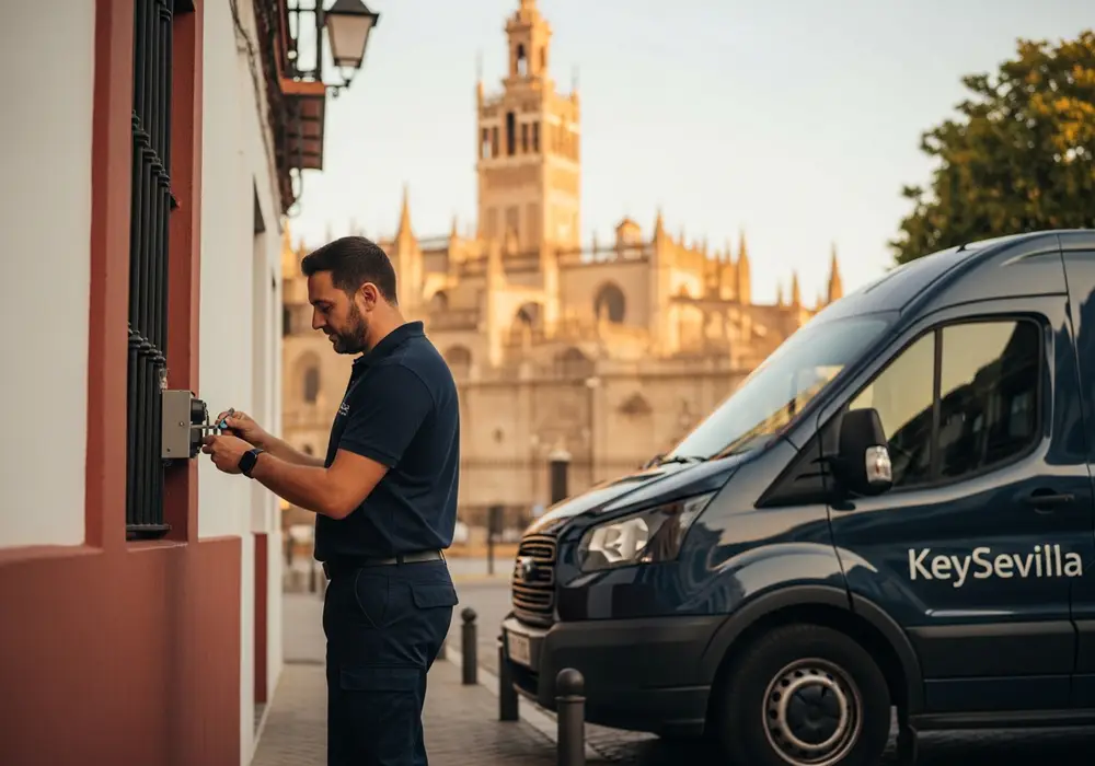 Furgoneta de Cerrajero KeySevilla cerca de la Basílica de la Macarena, Sevilla