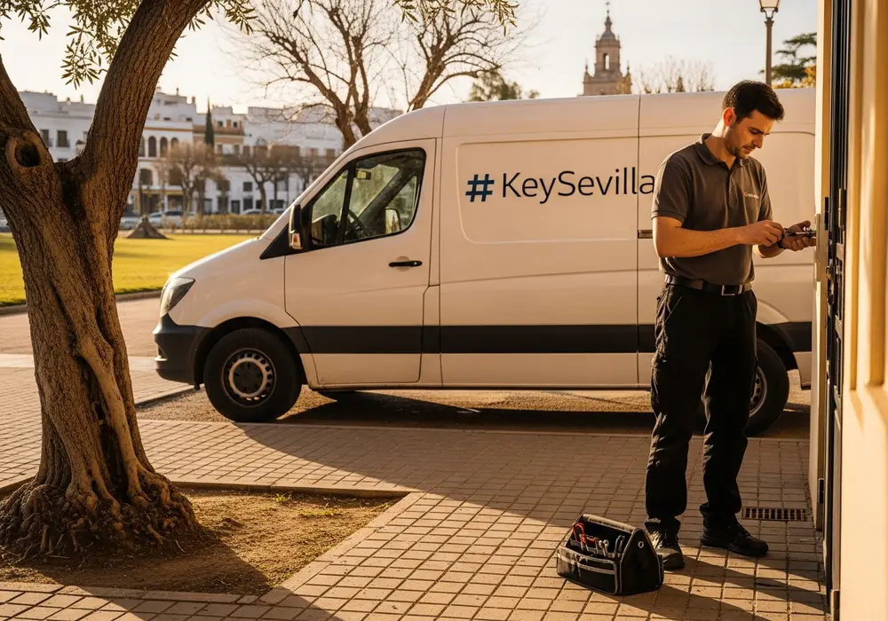 Furgoneta de Cerrajero KeySevilla cerca del Parque del Alamillo, en Pino Montano, Sevilla