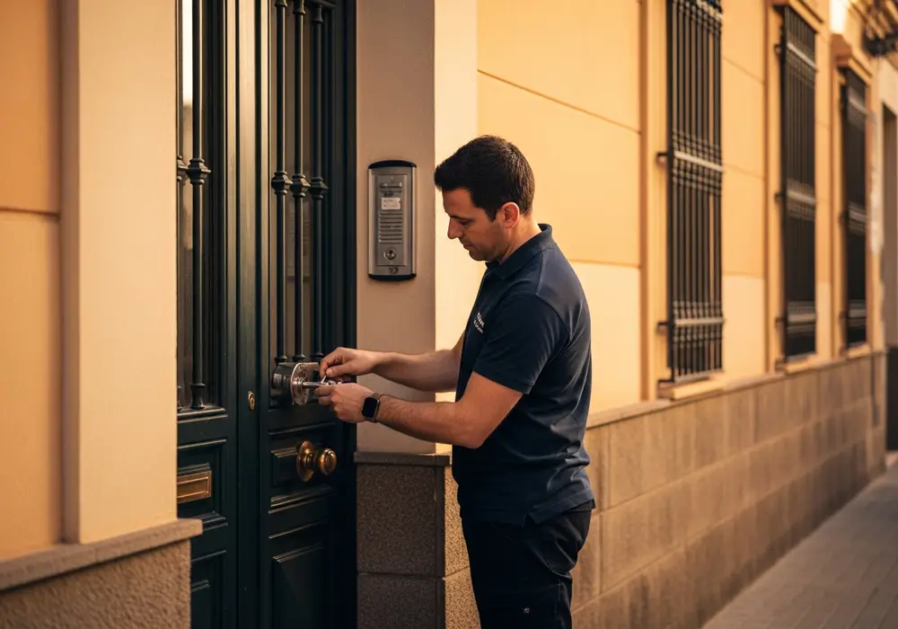 Cambio de cerradura en el portal de una comunidad de Pino Montano, Sevilla, realizado por Cerrajero KeySevilla
