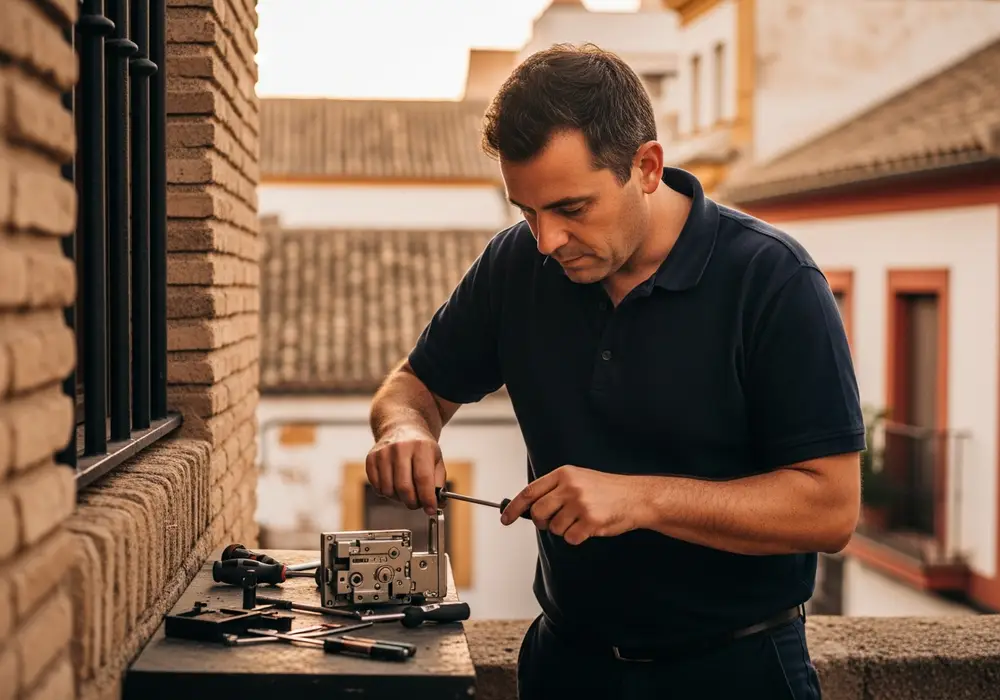 Cambio de cerradura completa en el casco histórico de Alcalá de Guadaíra, Sevilla, realizado por Cerrajero KeySevilla