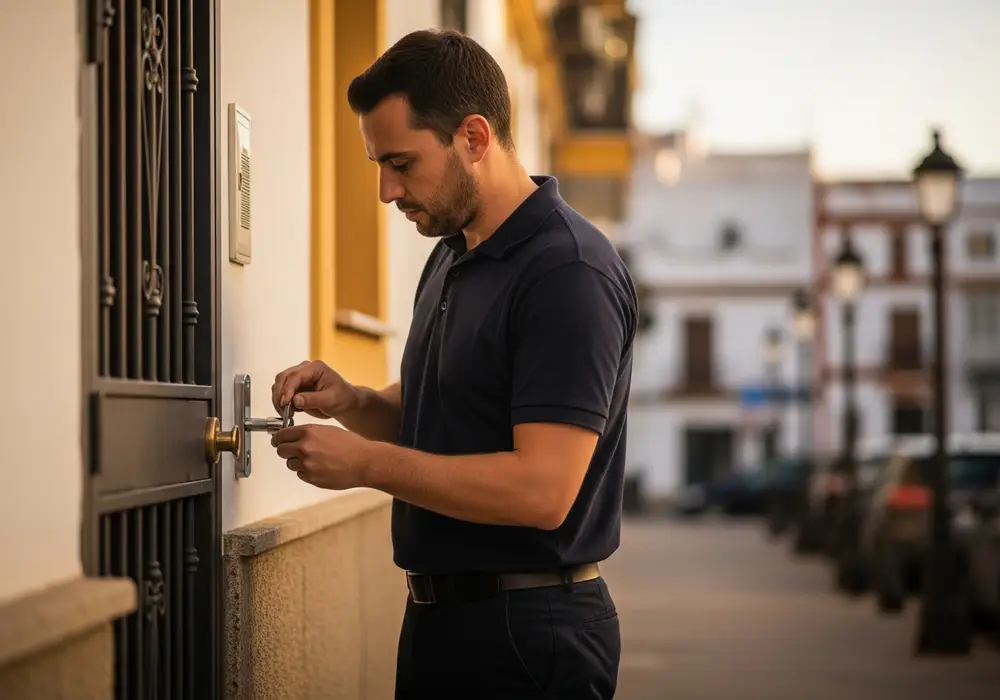 Cerrajero de KeySevilla trabajando en el casco urbano de Camas, Sevilla