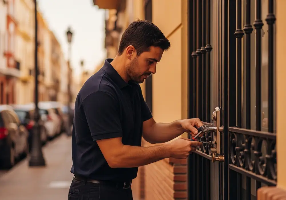Instalación de cerradura de seguridad en un adosado de Dos Hermanas, Sevilla, realizada por Cerrajero KeySevilla