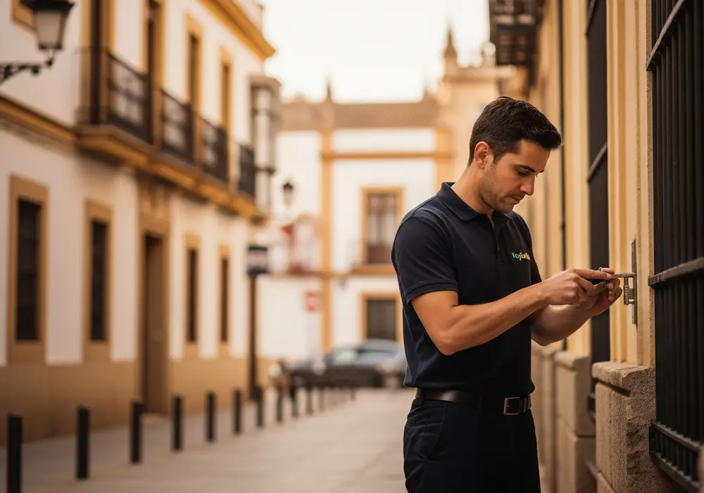 Cerrajero de KeySevilla trabajando en el casco urbano de La Rinconada, Sevilla