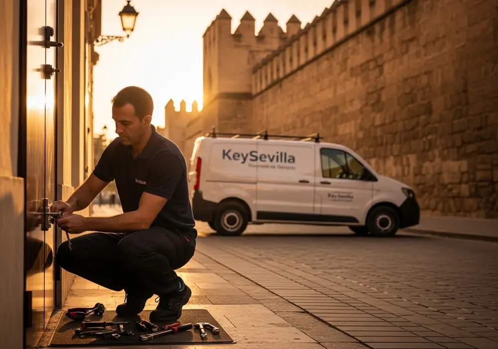 Furgoneta de Cerrajero KeySevilla cerca de la muralla de Marchena, Sevilla