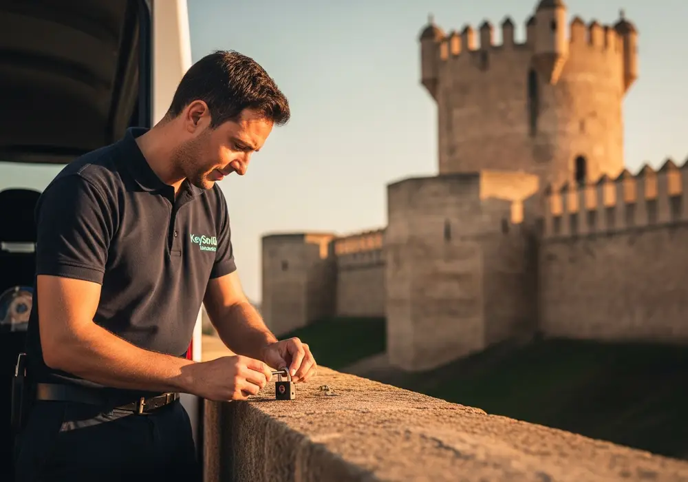 Cerrajero de KeySevilla trabajando cerca del castillo de Morón de la Frontera, Sevilla