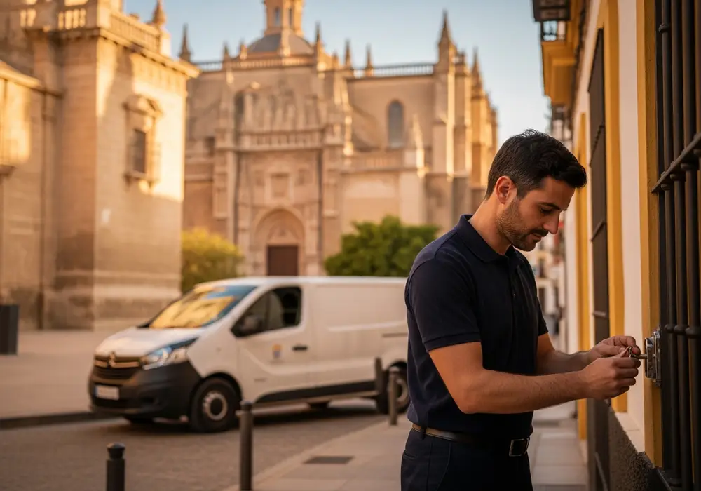 Furgoneta de Cerrajero KeySevilla cerca de la colegiata de Osuna, Sevilla