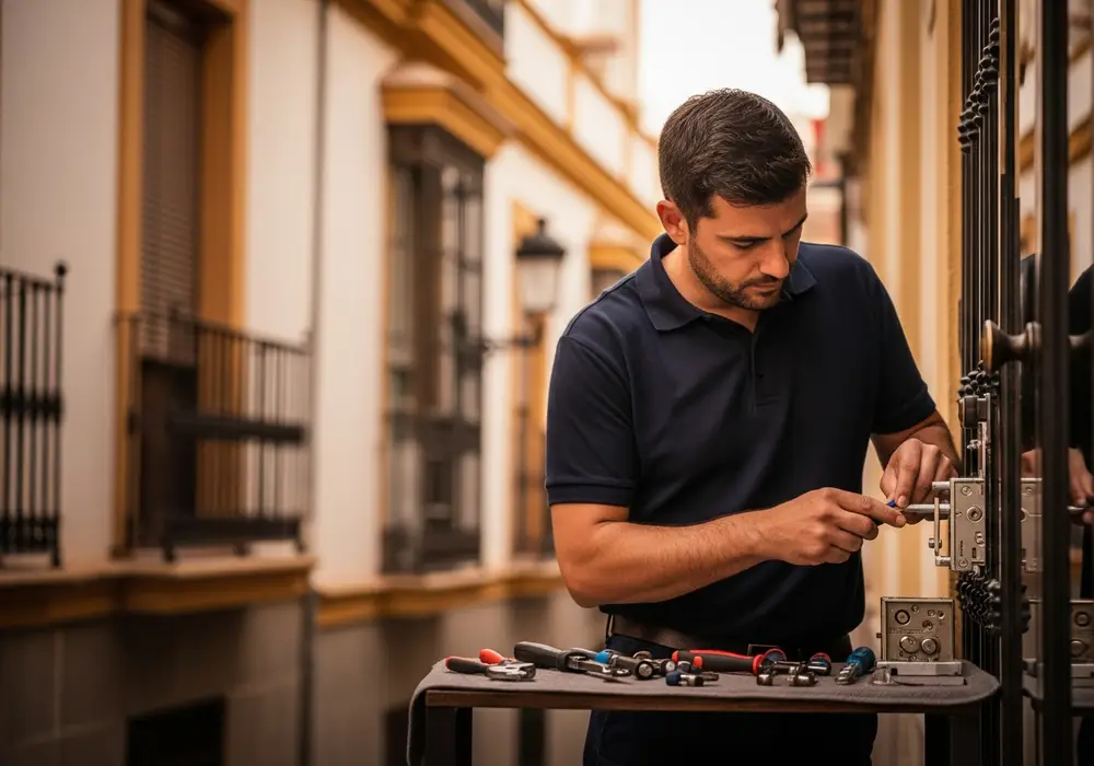 Cambio de cerradura completa en el casco urbano de Pilas, Sevilla, realizado por Cerrajero KeySevilla