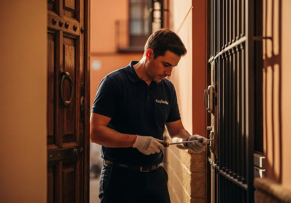 Cerrajero de KeySevilla trabajando en el casco urbano de Pilas, Sevilla