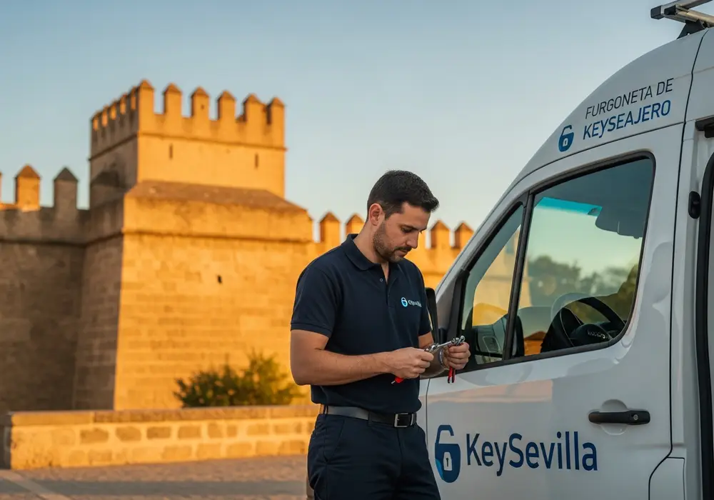 Furgoneta de Cerrajero KeySevilla cerca de la antigua fortaleza de Sanlúcar la Mayor, Sevilla