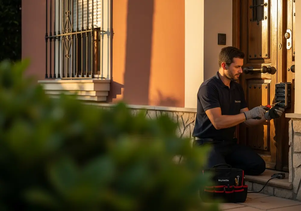 Cerrajero de KeySevilla trabajando en un chalet de Tomares, Sevilla