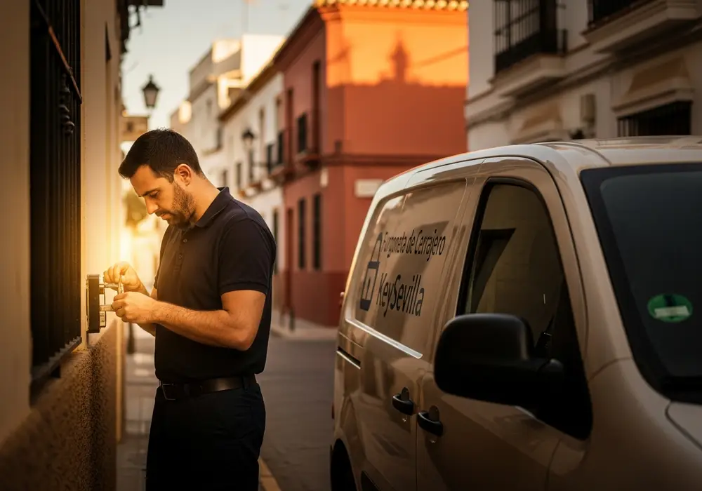 Furgoneta de Cerrajero KeySevilla en una calle de Valencina de la Concepción, Sevilla